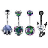 4PC Surgical Steel Crystal Belly Piercing Set Bulk Women Navel Bar Pack