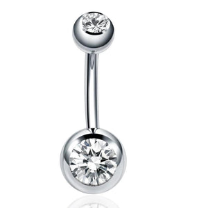 10pcs Double Crystal Zircon Belly Button Rings Navel Piercing 14G