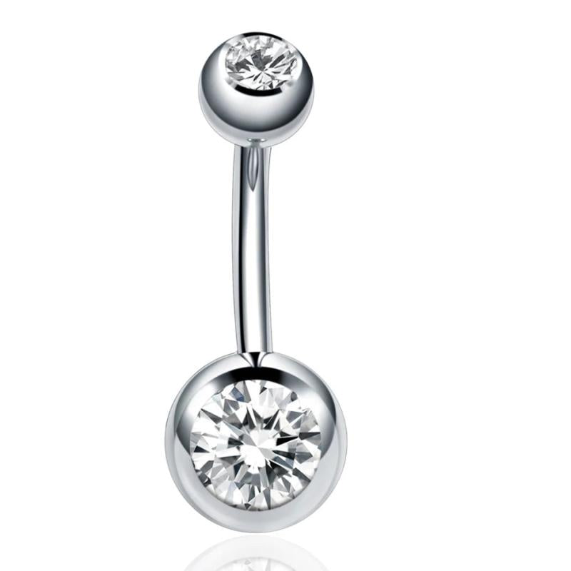 10pcs Double Crystal Zircon Belly Button Rings Navel Piercing 14G