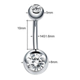 10pcs Double Crystal Zircon Belly Button Rings Navel Piercing 14G