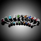 10pcs Double Crystal Zircon Belly Button Rings Navel Piercing 14G
