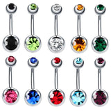 10pcs Double Crystal Zircon Belly Button Rings Navel Piercing 14G