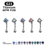 Opal Belly Button Rings Titanium Piercing Flower Pattern Navel Rings