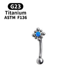 Opal Belly Button Rings Titanium Piercing Flower Pattern Navel Rings