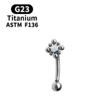 Opal Belly Button Rings Titanium Piercing Flower Pattern Navel Rings