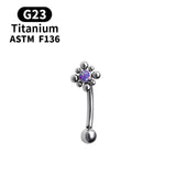 Opal Belly Button Rings Titanium Piercing Flower Pattern Navel Rings