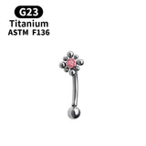 Opal Belly Button Rings Titanium Piercing Flower Pattern Navel Rings