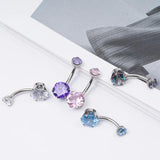 G23 Titanium 14G Belly Piercing Button Ring Navel CZ Body Piercing Jewelry