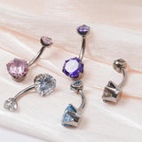 G23 Titanium 14G Belly Piercing Button Ring Navel CZ Body Piercing Jewelry
