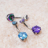 G23 Titanium 14G Belly Piercing Button Ring Navel CZ Body Piercing Jewelry
