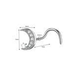 20G Zircon Nose Piercing Studs Stainless Steel Moon Butterfly Septum Piercing