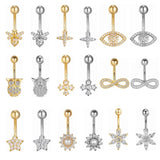 Zircon Bee Flower OWL Belly Button Ring 14G Surgical Steel