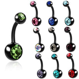 10PCS Steel Navel Bar Belly Button Rings Piercing Double Gem Ombligo