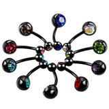 10PCS Steel Navel Bar Belly Button Rings Piercing Double Gem Ombligo