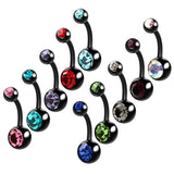 10PCS Steel Navel Bar Belly Button Rings Piercing Double Gem Ombligo