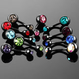 10PCS Steel Navel Bar Belly Button Rings Piercing Double Gem Ombligo