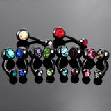 10PCS Steel Navel Bar Belly Button Rings Piercing Double Gem Ombligo