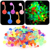 100pcs Luminous Belly Piercings Ball Navel Ring Set 14G