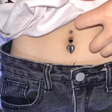 Skeleton Heart Belly Button Ring CZ Navel Piercing Dangle