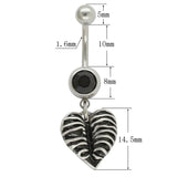 Skeleton Heart Belly Button Ring CZ Navel Piercing Dangle