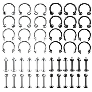 48pc Stainless Steel Body Piercing Jewelry Set