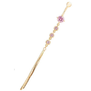 Long Tassel Round Zircon Belly Button RingS Body Piercing Navel Crystal Button