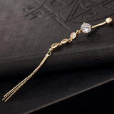 Long Tassel Round Zircon Belly Button RingS Body Piercing Navel Crystal Button