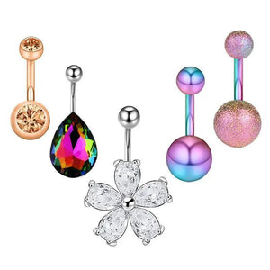 Crystal Flower Belly Piercing Set Zircon Navel Rings