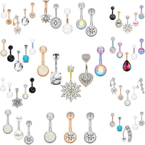 Crystal Flower Belly Piercing Set Zircon Navel Rings