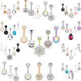 Crystal Flower Belly Piercing Set Zircon Navel Rings