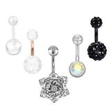 Crystal Flower Belly Piercing Set Zircon Navel Rings
