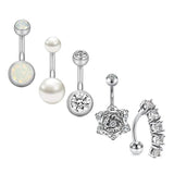 Crystal Flower Belly Piercing Set Zircon Navel Rings