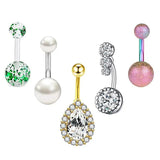 Crystal Flower Belly Piercing Set Zircon Navel Rings