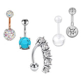 Crystal Flower Belly Piercing Set Zircon Navel Rings