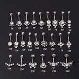 Titanium Stainless Steel Navel Piercing Ring with Rhinestone Belly Button Rings