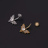 Titanium Stainless Steel Navel Piercing Ring with Rhinestone Belly Button Rings