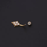 Titanium Stainless Steel Navel Piercing Ring with Rhinestone Belly Button Rings