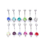 10PCS Boho Rhinestone Steel Belly Button Ring 14G
