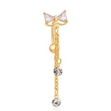 Bowknot CZ Navel Bar Silver Dangle Piercing Reverse Belly Button Ring