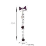Bowknot CZ Navel Bar Silver Dangle Piercing Reverse Belly Button Ring