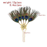 Peacock Feathers Hairpin Flower Rhinestones Hair Jewelry Statement
