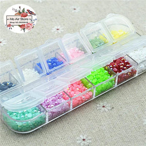 3000pcs/lot 3mm 12 AB Half Pearl Flatback Beads