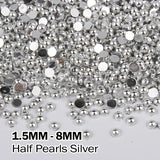 Silver Plated Flatback Pearls 1.5mm-8mm ABS Beads DIY Accessories