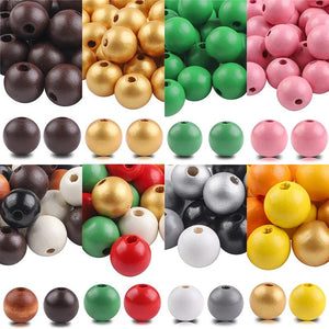 40Pcs 16mm Colorful Solid Natural Wooden Beads Home Xmas Decoration Supplies