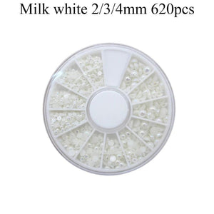 620pcs AB Pearl DIY Nail Stick Drill Clothing Accessory Small Box