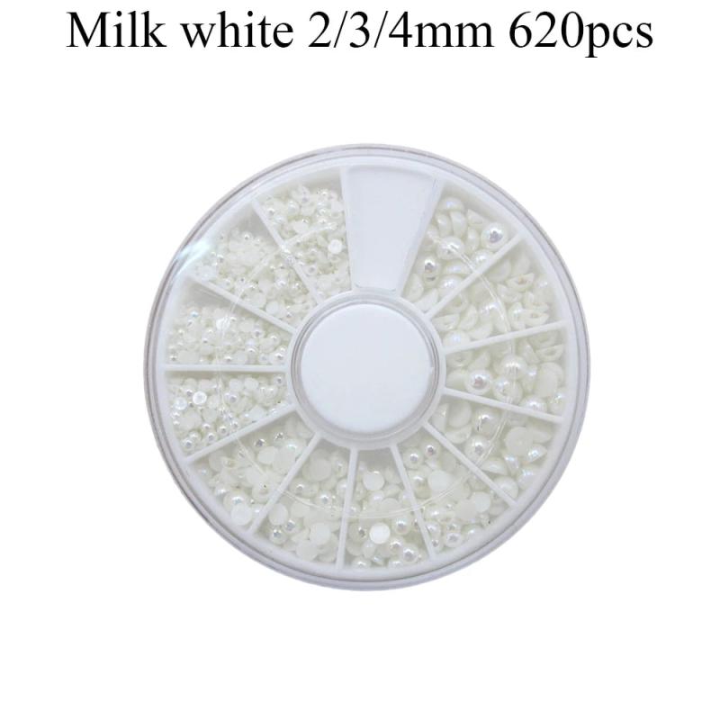 620pcs AB Pearl DIY Nail Stick Drill Clothing Accessory Small Box