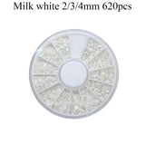 620pcs AB Pearl DIY Nail Stick Drill Clothing Accessory Small Box