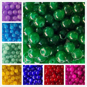 4-12mm Rose Emerald Round Natural Beads Jade Glass Loose Stone Beads