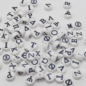 Acrylic Greek Alphabet Letter Coin Beads 4X7mm