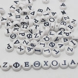 Acrylic Greek Alphabet Letter Coin Beads 4X7mm